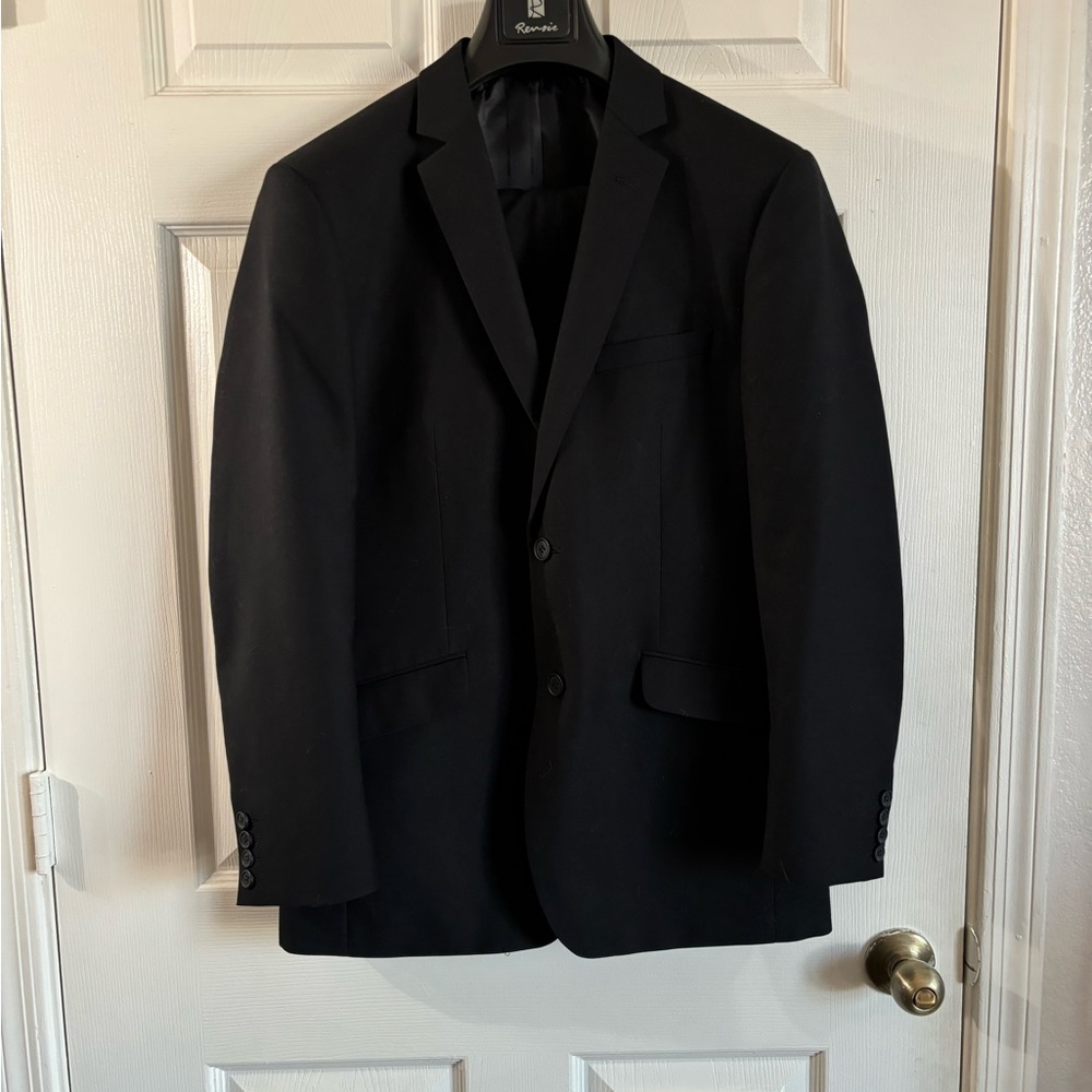 Men’s Renoir 2 Piece Single Breasted Notch Lapel Suit - 40R / 34W - Black